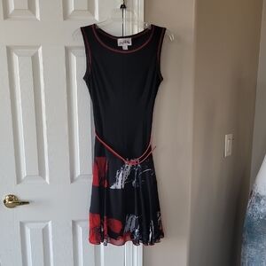 Joseph Ribkoff Black and Red Midi Dress